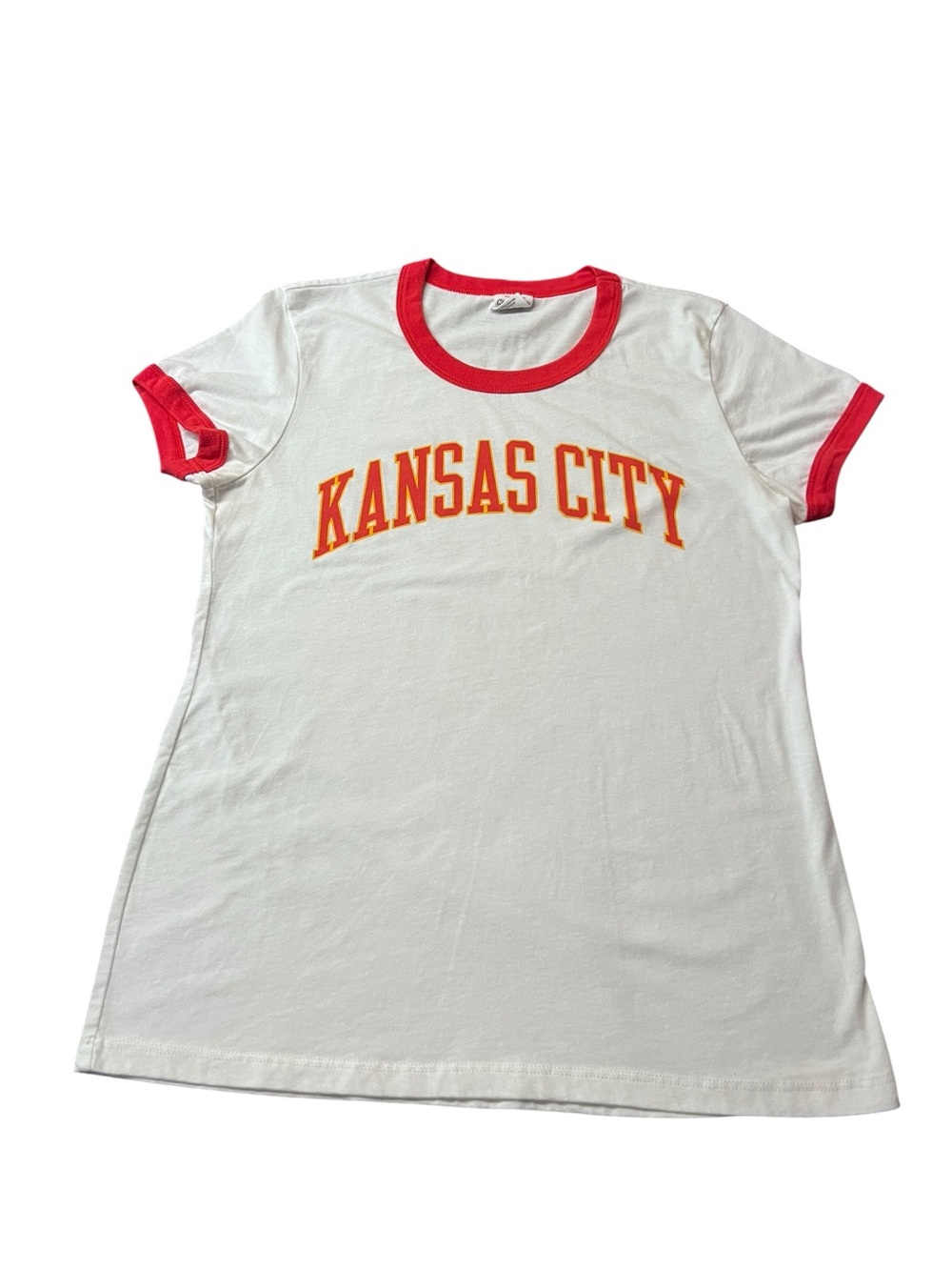 Charlie Hustle Vintage Kansas City White Tee with Red Trim Short Sleeve